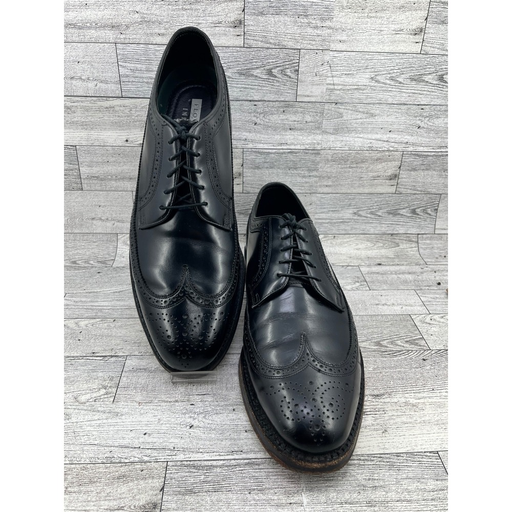 Florsheim Imperial Men Black Leather Longwing Blucher Wingtip Shoes Size 11.5 D
